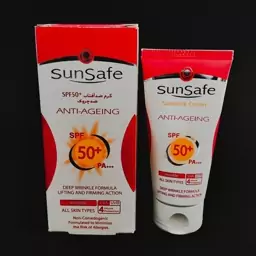 کرم ضد افتاب سان سیف spf50 ضد چروک بدون رنگ مناسب اقایان و خانم ها  با مدت شارژ 4 ساعته ضد اب مقاوم در برابر الودگی هوا