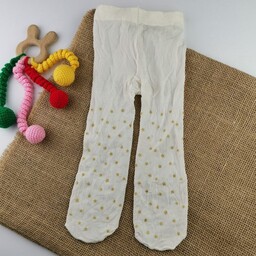 جوراب شلواری پارازین طرح سفید ستاره ای نازک
