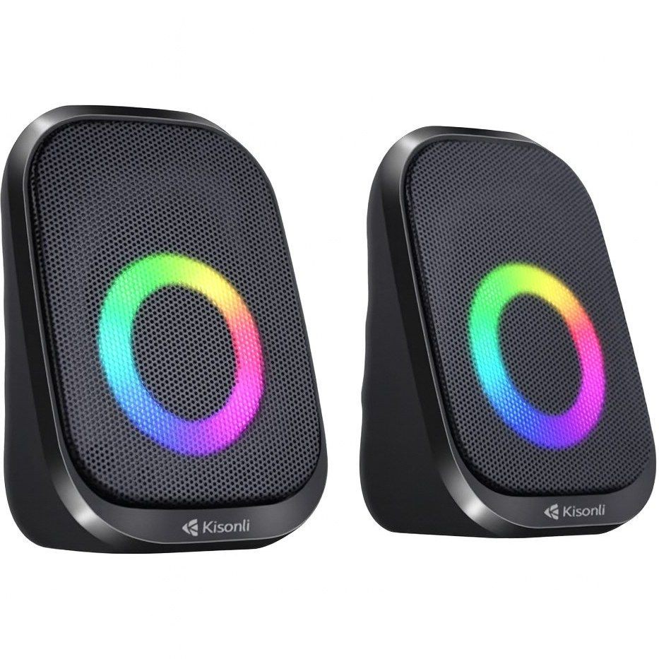 اسپیکر دوتکه سیمی کیسونلی مدل X27 صدای 6 وات با نورپردازی RGB و طراحی جمع وجور