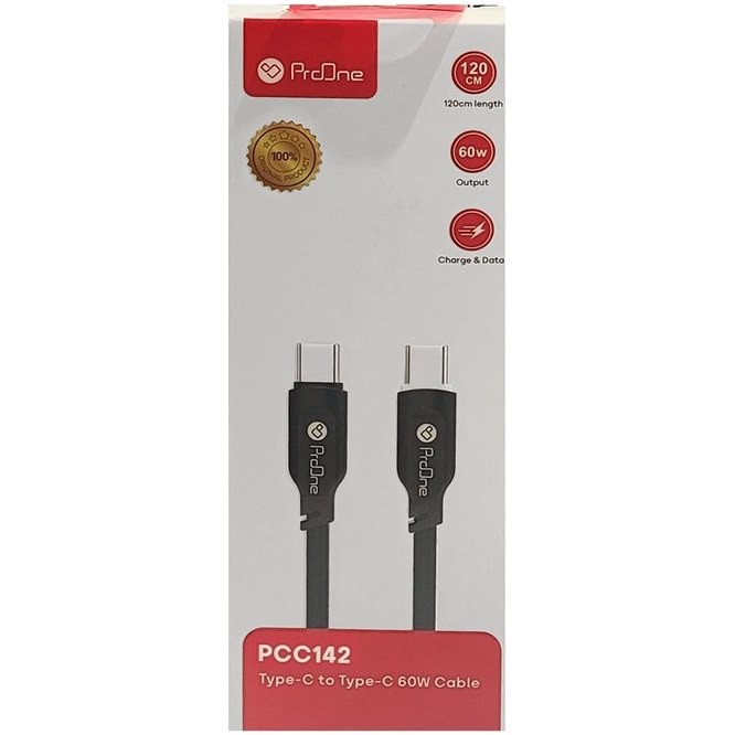 کابل سوپرفست شارژ تایپ سی به تایپ سی پرووان PCC142 با توان 100 وات