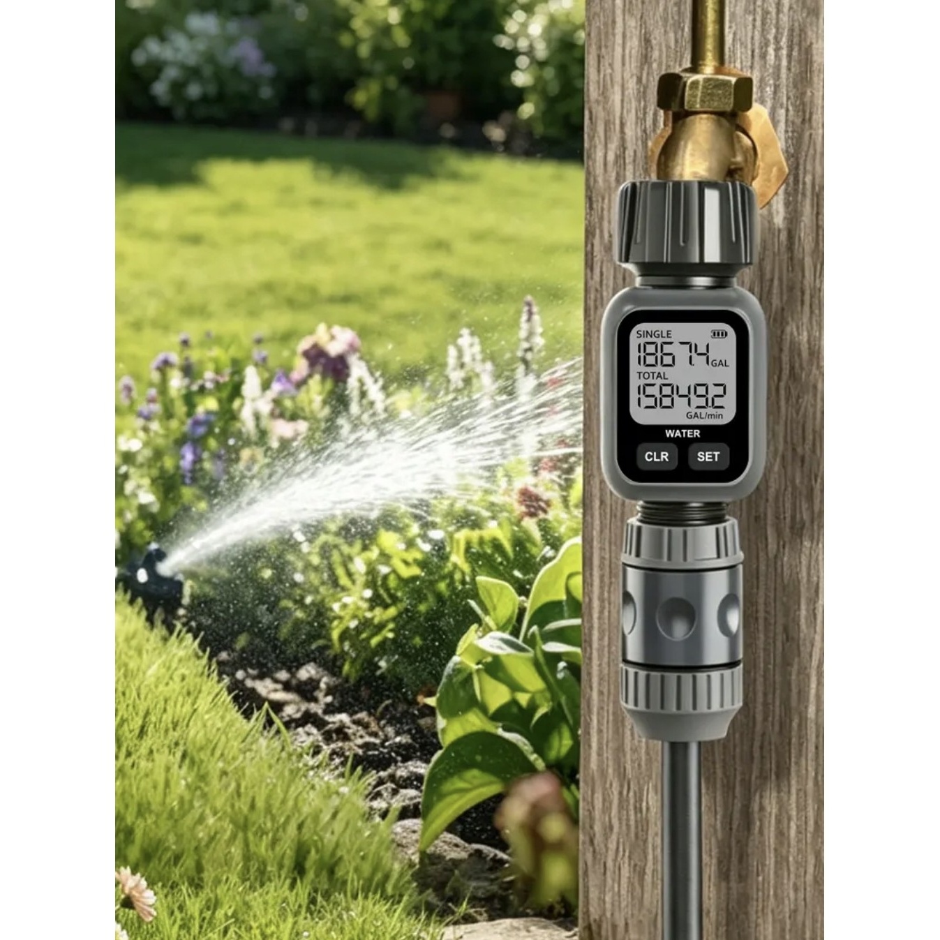 فلومتر دیجیتال آب YIERYI مدل 3 4 اینچ کنتور دیجیتال اندازه گیری دبی و مصرف آب IPX5