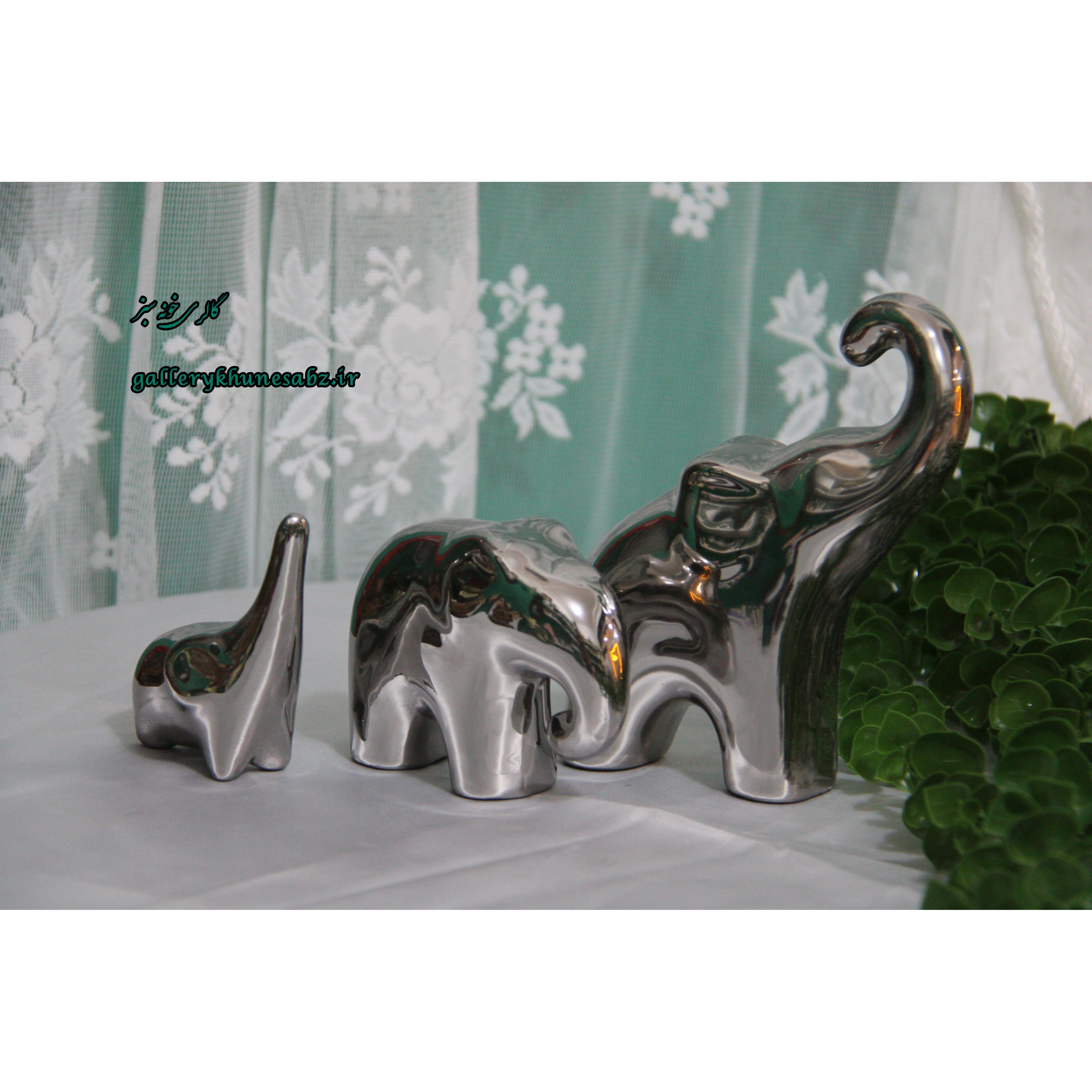 مجسمه فیل دکوراتیو رنگ نقره ای در سه سایز