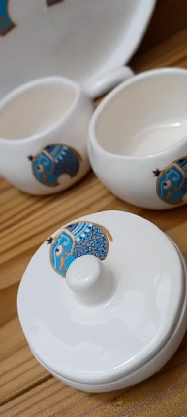 ست چای خوری مینیمال دفرمه فیل طلا دست ساز سرامیکی (پس کرایه)