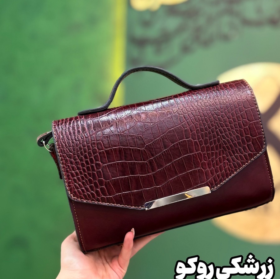  کیف چرم طبیعی گاوی مدل شوکا زرشکی روکو