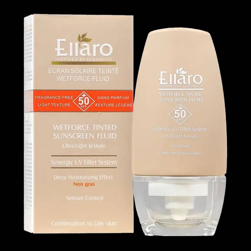 فلوئید ضد آفتاب رنگی الارو SPF50 پوست چرب 50 میل