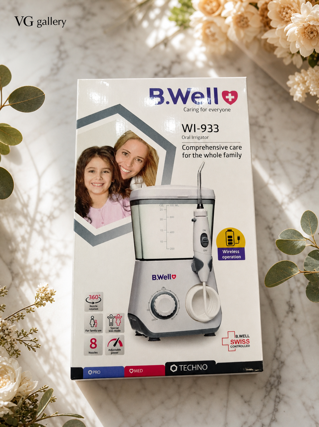 واترجت دهان و دندان شارژی بیول B.Well مدل WI-933 با 8 نازل