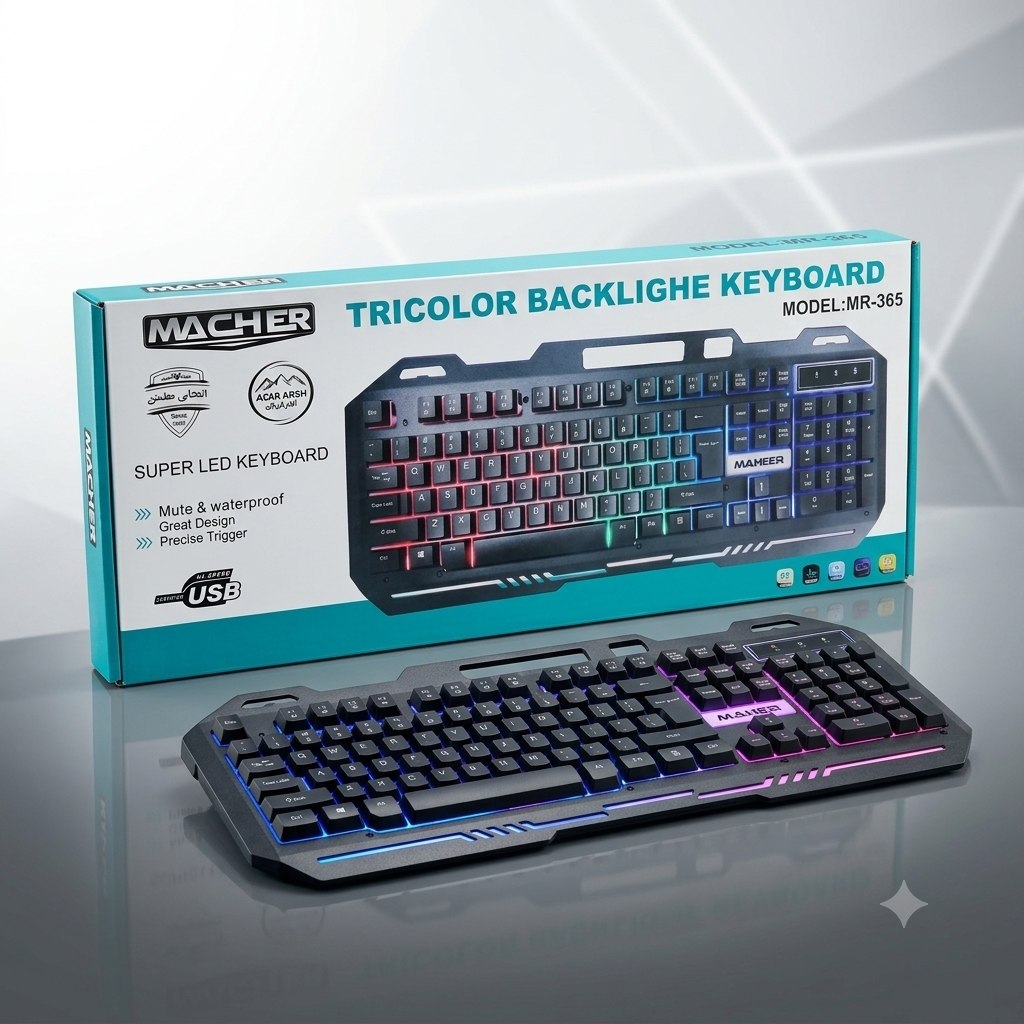 کیبورد گیمینگ مچر مدل MR365 با سیم RGB