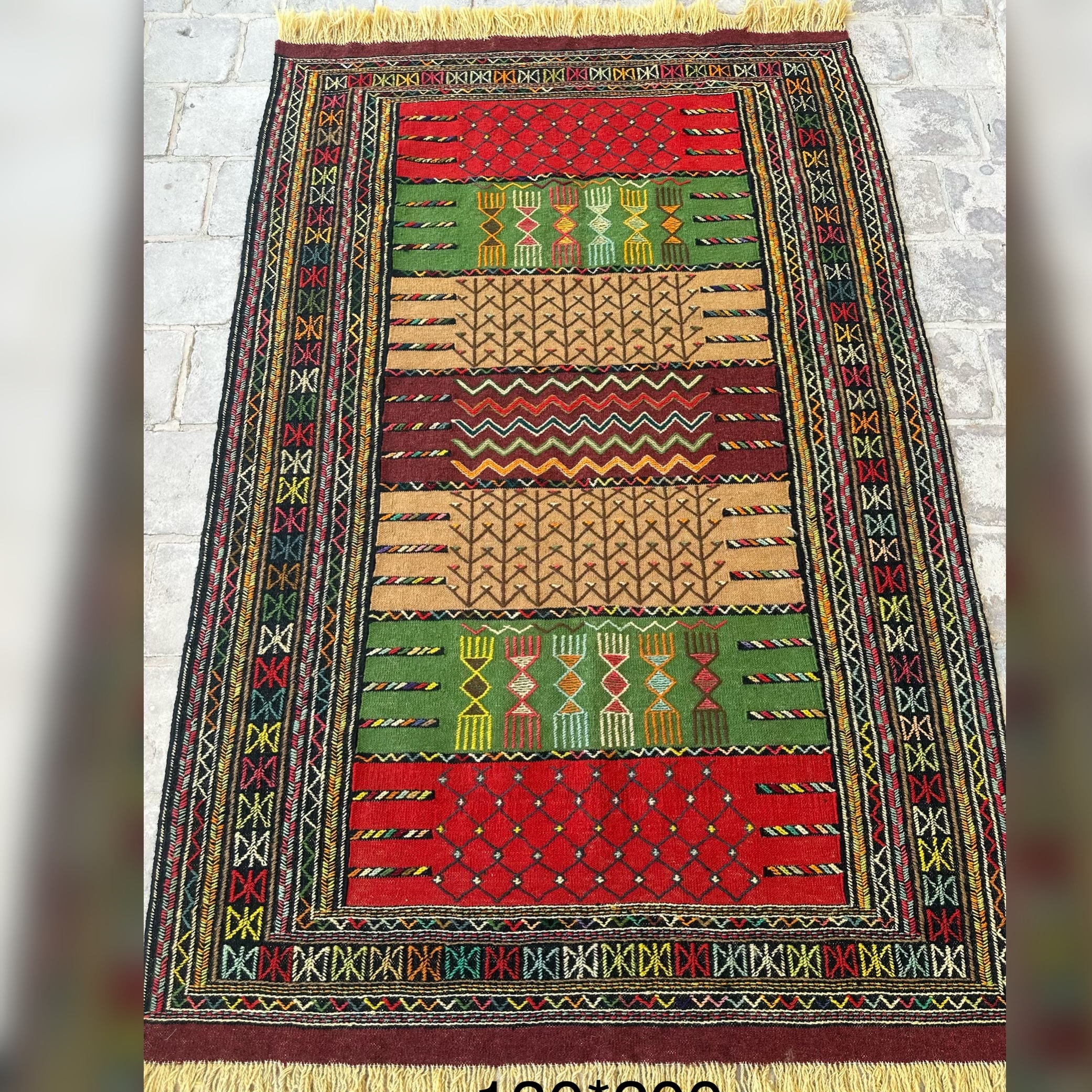 گلیم دستباف ترکمنی سه متری 130در200 سانت
