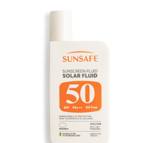ضد آفتاب فلوئید سان سیف مدل Solar Fluid با SPF 50 مناسب پوست های چرب تا مختلط حجم 55 میلی لیتر