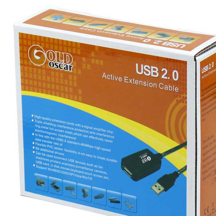 کابل افزایش طول USB برددار 10 متر گلد اسکار ا GOLD OSCAR ACTIVE EXTENSION USB CABLE 10m کد 6188