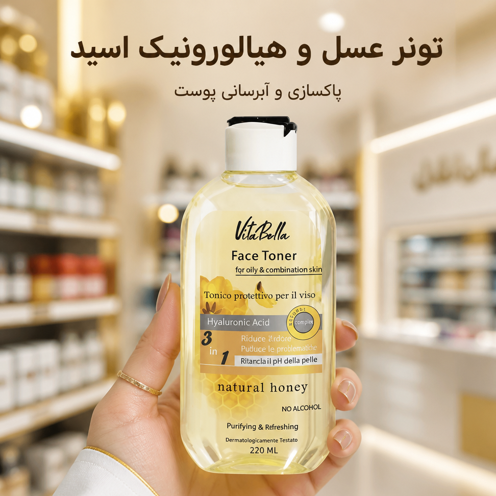 تونر تنظیم چربی پوست و آبرسان فاقد الکل و کمک به رفع منافذ باز