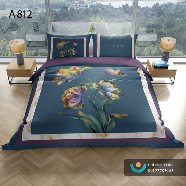روتختی سه بعدی نخ پنبه میکروتنسل ترک طرح گلدار - کد A 812