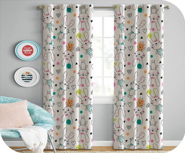 پرده چاپی کد 754 - دخترانه طرح عروسک خرگوش