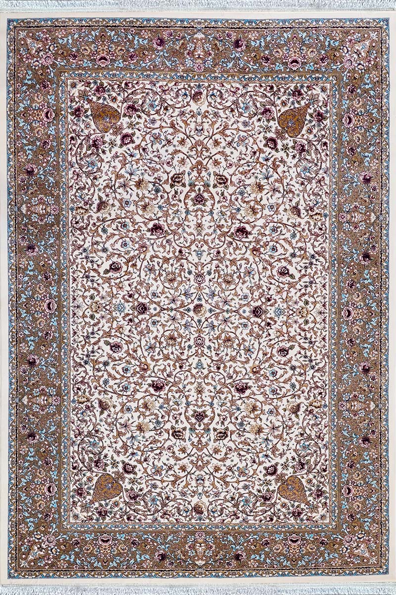 فرش ماشینی مدرن سیزان کاشان - کد رستا کرم کرم 12839 k