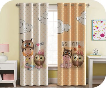 پرده چاپی کد 759760 - دخترانه طرح عروسک جغد