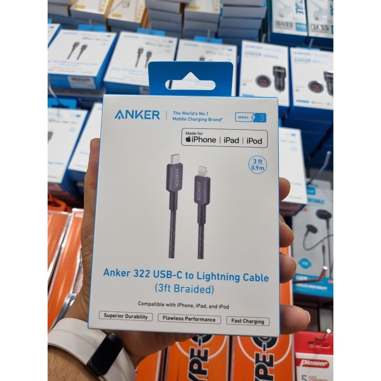 کابل شارژ اصلی انکر تایپ سی به لایتینگ مدل A81B5 - کنفی