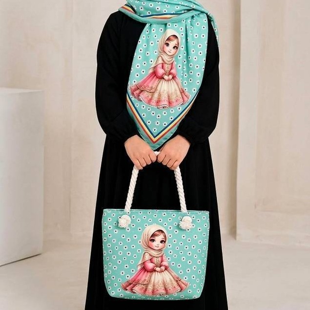 ست کیف و روسری دخترانه . ست روسری و کیف . کیف دخترانه . روسری دخترانه