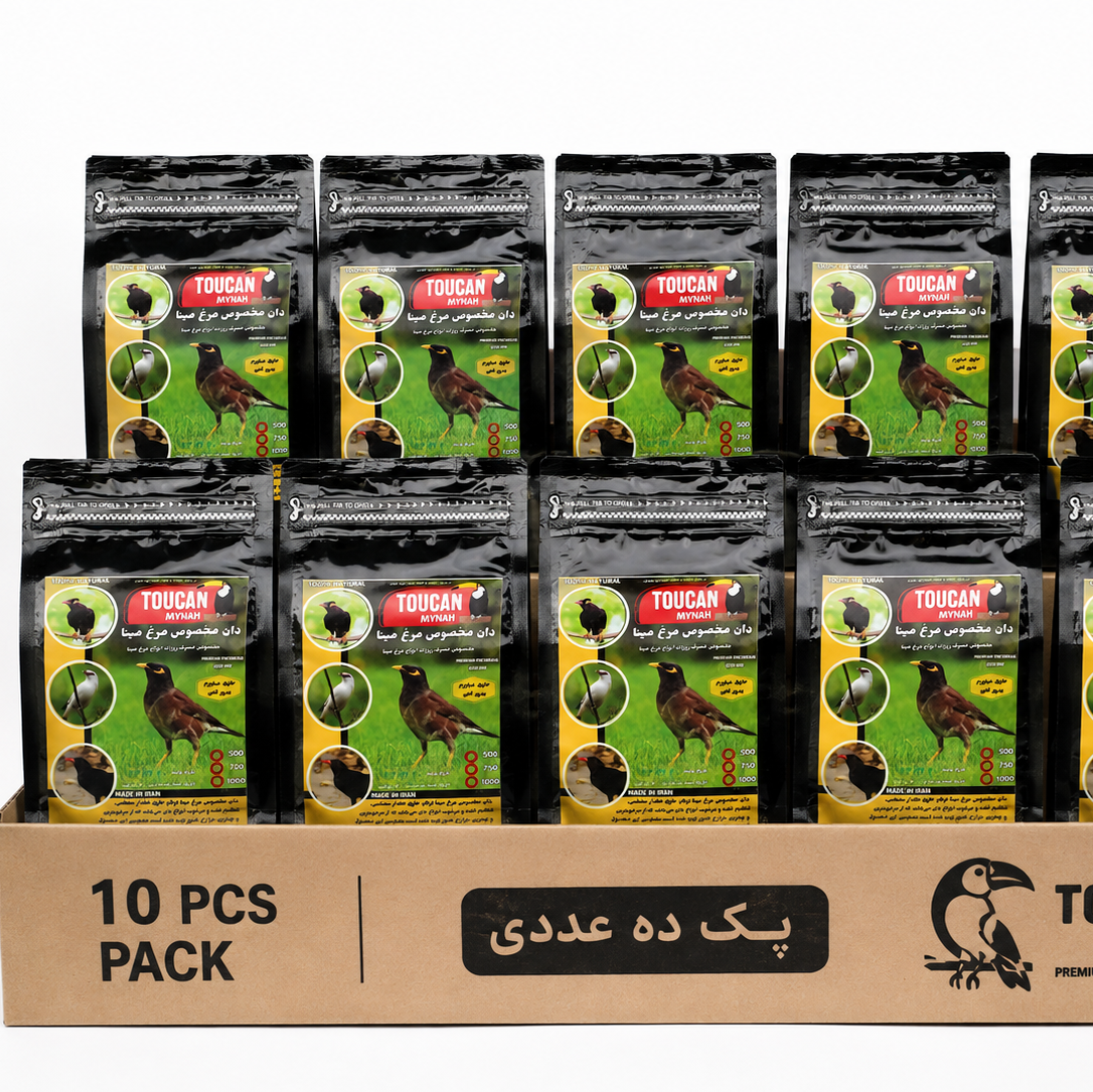 خوراک مخصوص مرغ مینا (توکان) بسته بندی ده عددی