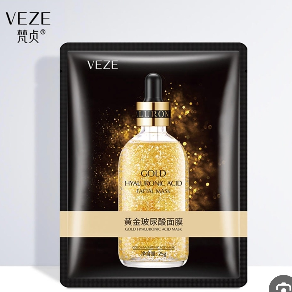 ماسک ورقه ای طلا و هیالورونیک اسید VEZE ،آبرسان و شاداب کننده پوست