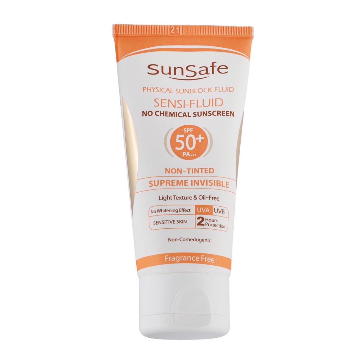 فلوئید ضد آفتاب بی رنگ سان سیف با SPF50 مناسب پوست حساس حجم 50 گرم