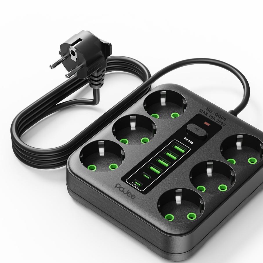 چند راهی برق 6 سوکت با 6 پورت USB و Type-C