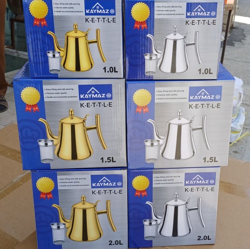 قوری عربی استیل طلایی و نقره ای