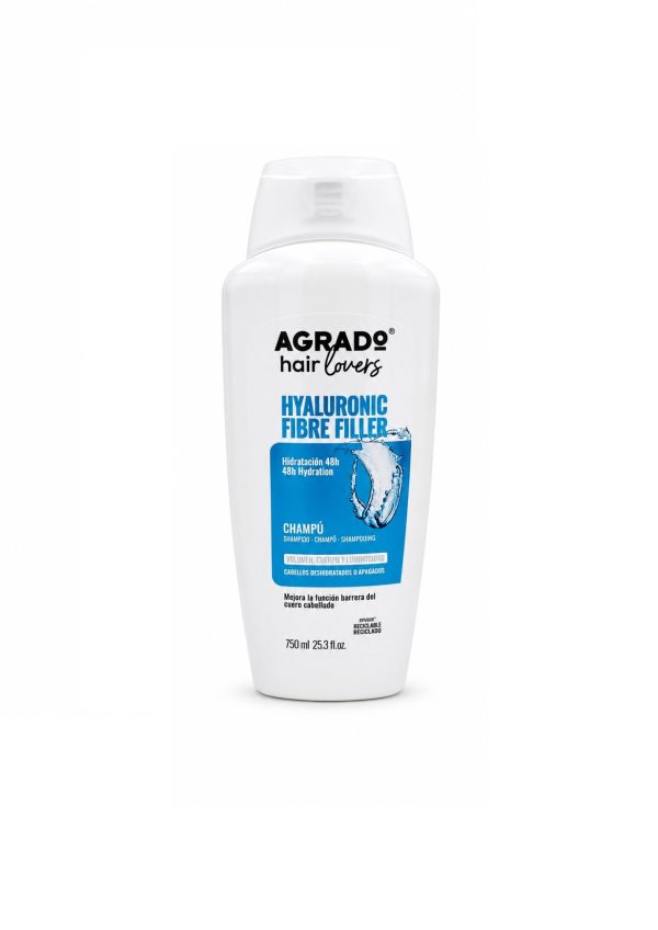 شامپو آگرادو Agrado Hair Lovers Hyaluronic Fibre Filler آبرسان مو حجم 750 میلیلیتر