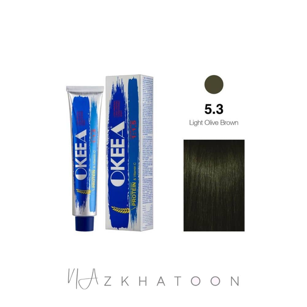 رنگ مو 100میل اکیا OKEEA سری OLIVE شماره 5/3 قهوه ای زیتونی روشن