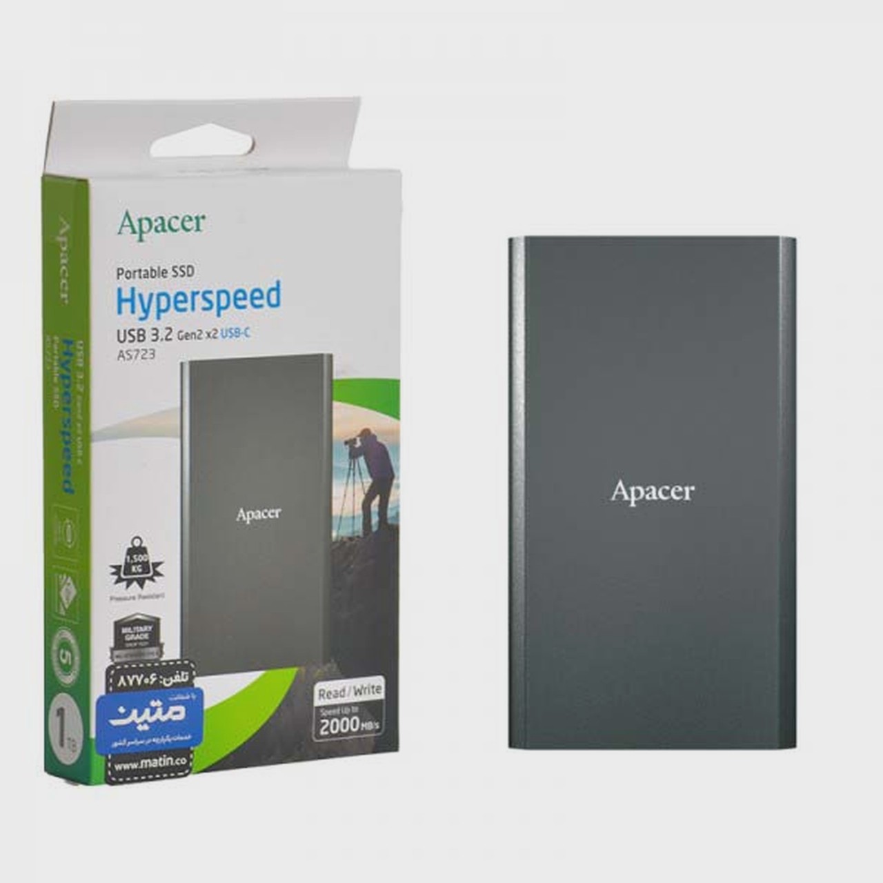 هارد Apacer SSD مدل AS723 Hyperspeed ظرفیت 1TB - مشکی (گارانتی متین)