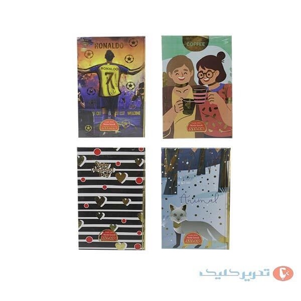 دفترچه 50 برگ a6 ته دوخت طلا کوب جلد سخت آیلار