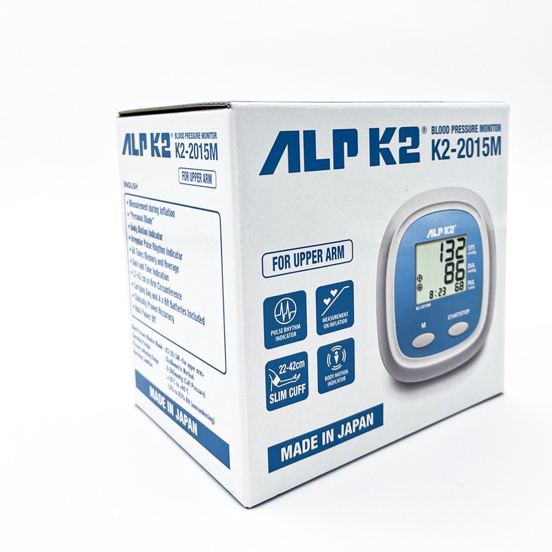 فشارسنج دیجیتال بازویی آلپیکادو مدل K2-2015M با دقت بالینی، نمایش ضربان قلب و آریتمی، حافظه 60 عدد، محاسبه میانگین، م...