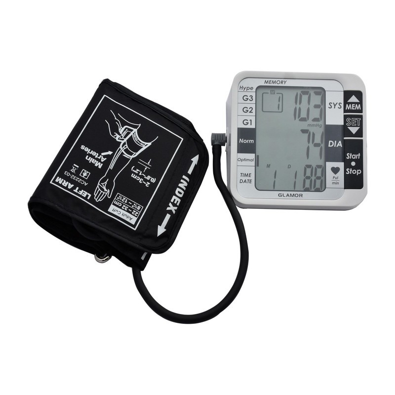 فشارسنج بازویی دیجیتال گلامور مدل TMB-1112 دو کاربره با حافظه 250 رکورد، تشخیص آریتمی، فناوری WMI، منبع انرژی برق و ب...