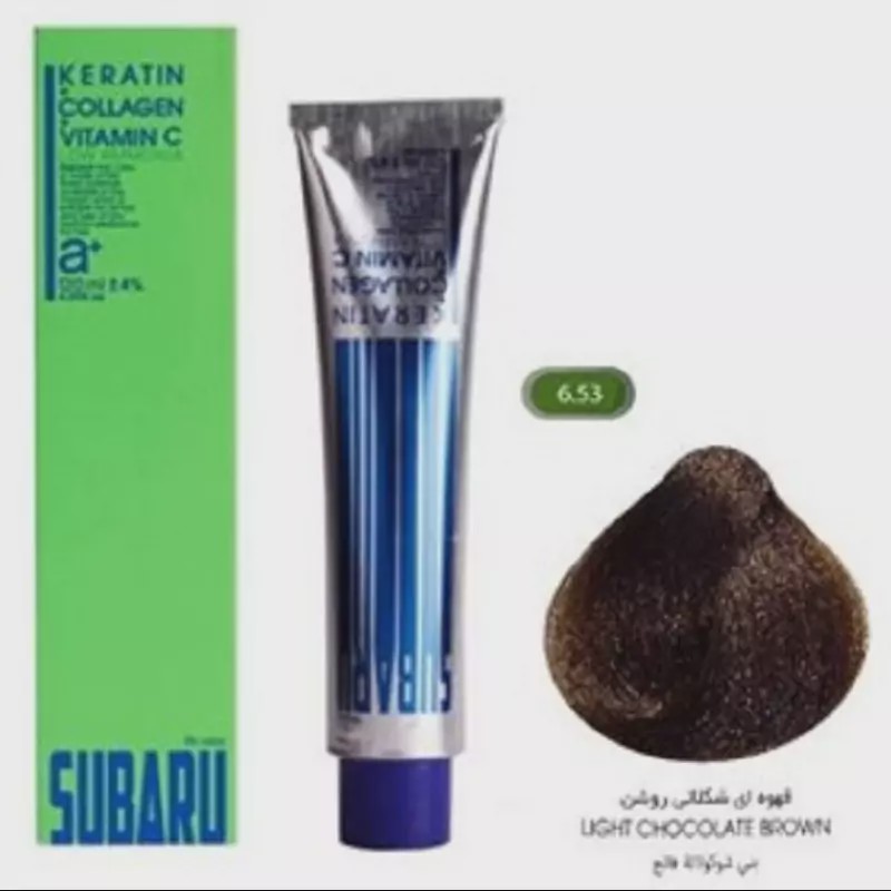 رنگ مو سوبارو شماره 6.53 رنگ قهوه ای شکلاتی روشن حجم 120میلی لیتر