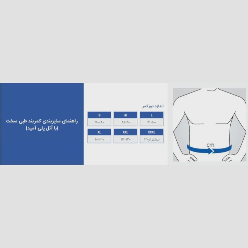 کمربند طبی سخت با آتل پلی آمید سفید پاک سمن 019