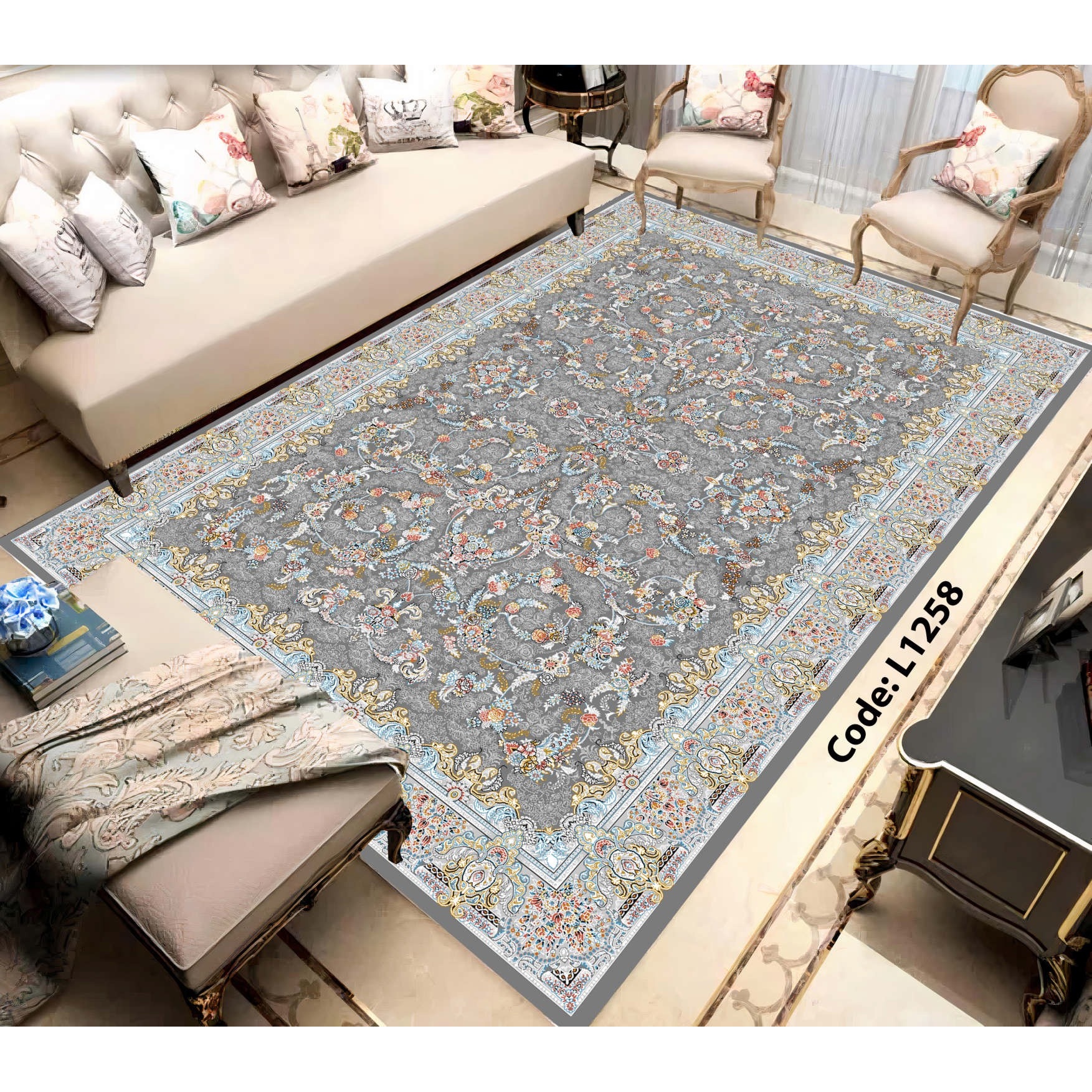 روفرشی کشدار (کاور فرش) و فرشینه و پادری کالای خواب متین کد L 1258
