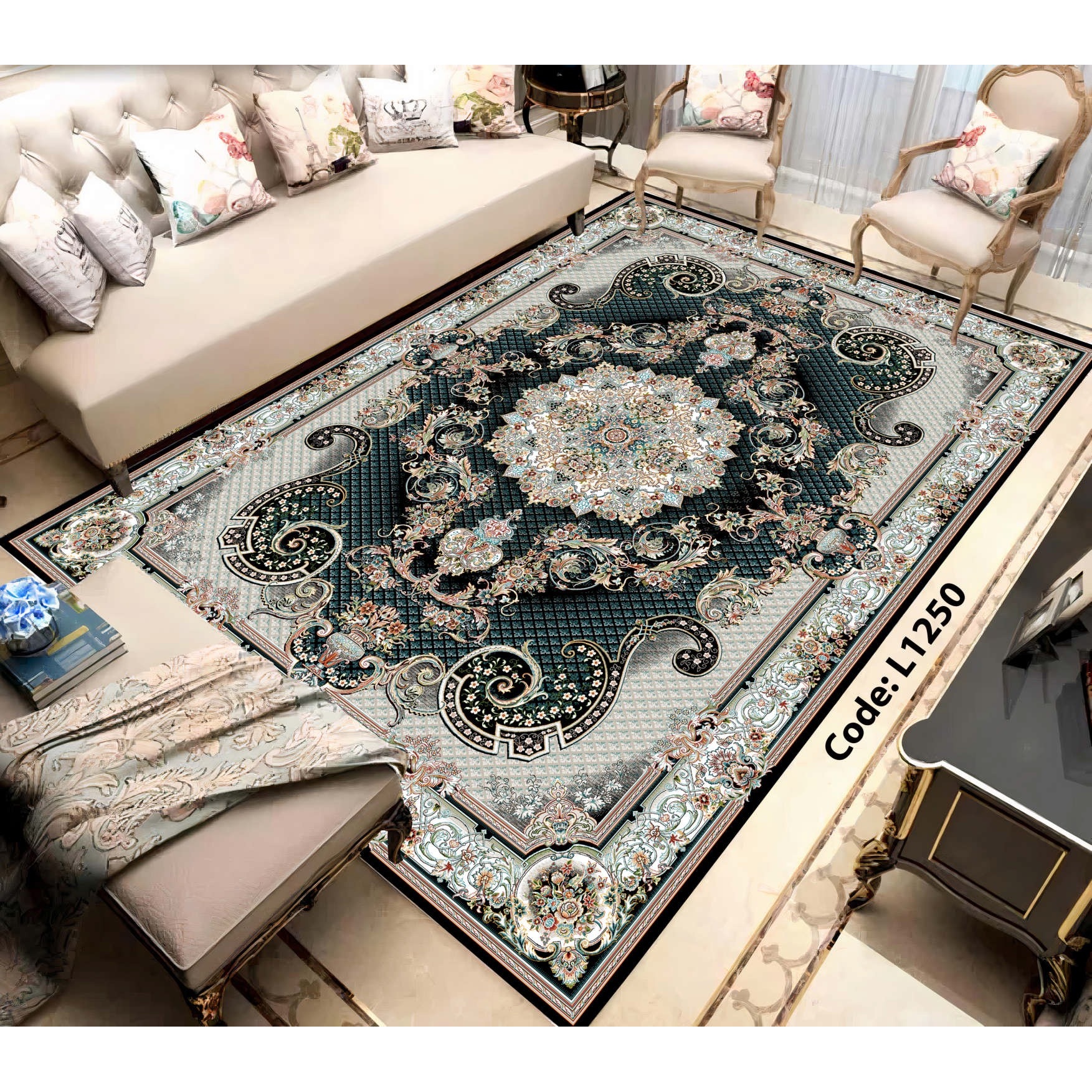 روفرشی کشدار (کاور فرش) و فرشینه و پادری کالای خواب متین کد L 1250
