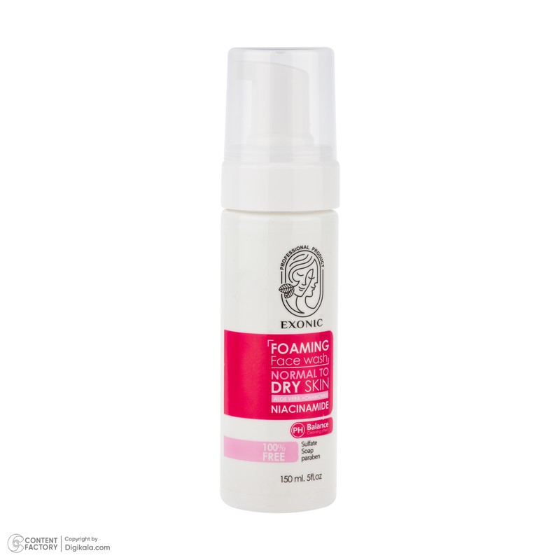 فوم شست وشوی صورت اگزانیک مدل NIACINAMIDE مناسب برای پوست نرمال و خشک حجم 150 میلی لیتر