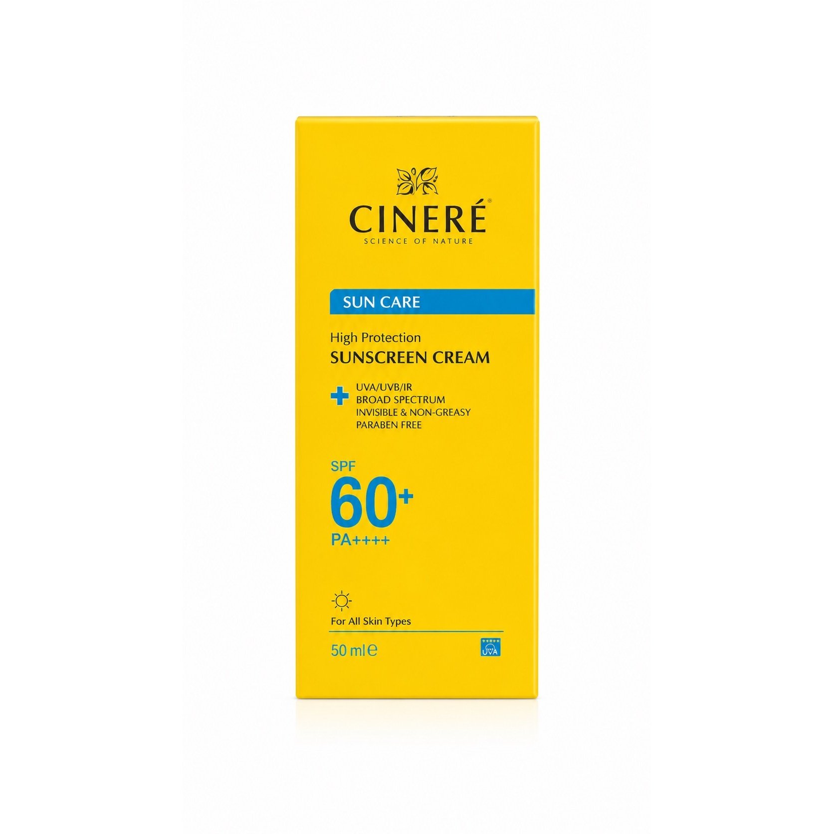 کرم ضد آفتاب SPF 60 سینره مدل Sun Care بی رنگ مناسب انواع پوست