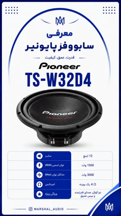ساب ووفر پایونیر (Pioneer) مدل TS-W32D4 12 اینچ (ساب باکس)