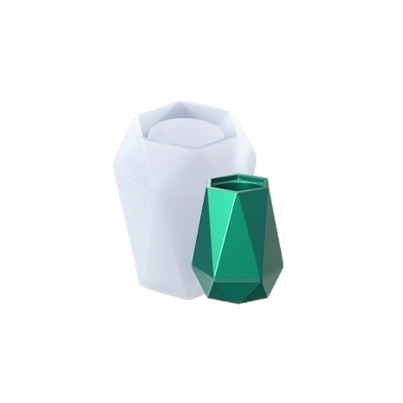 قالب سیلیکونی وارداتی گلدان استوانه چند وجهی قطر 8.5 ارتفاع 10