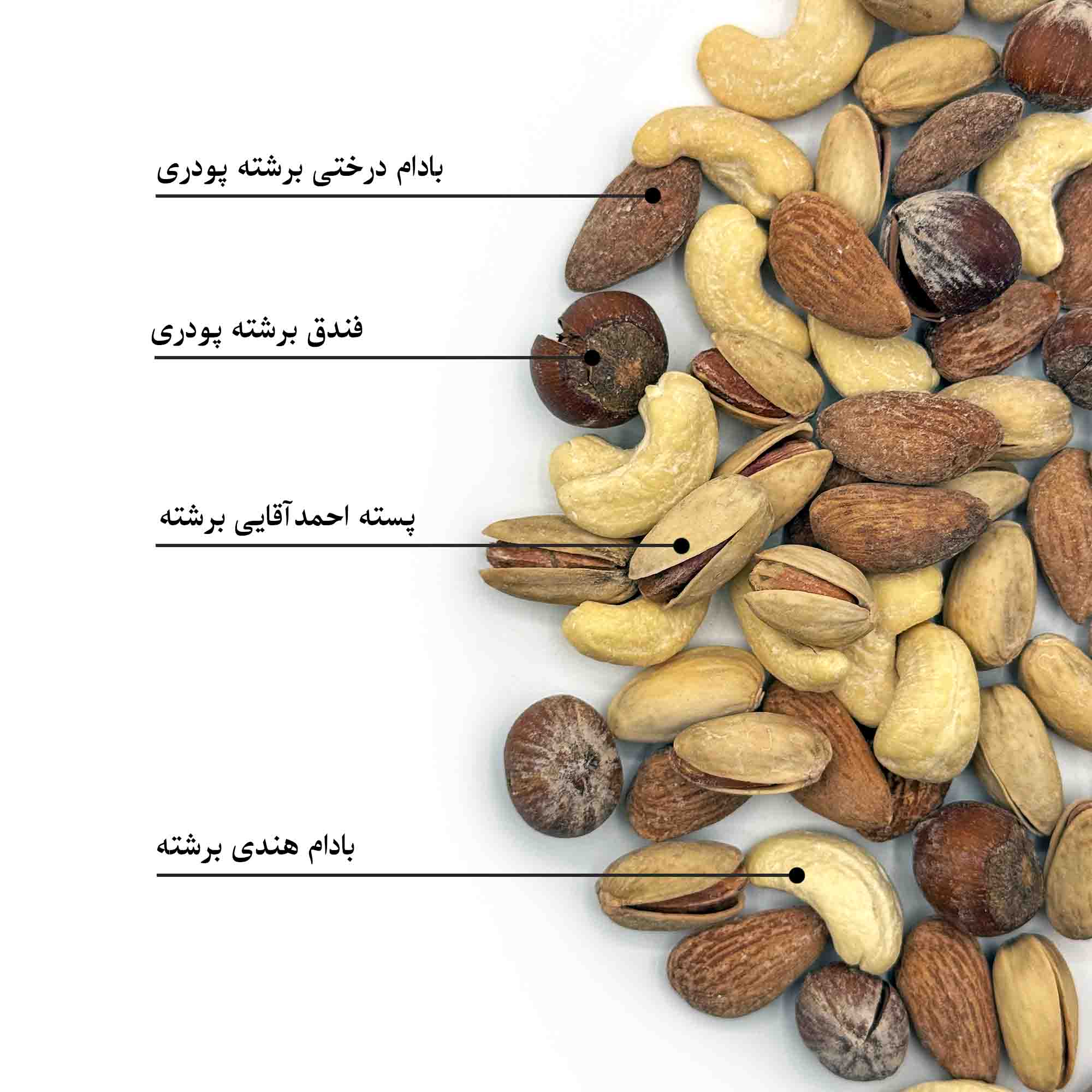 جعبه کادویی گلدین آجیل چهارمغز برشته پودری 350 گرمی فام لند