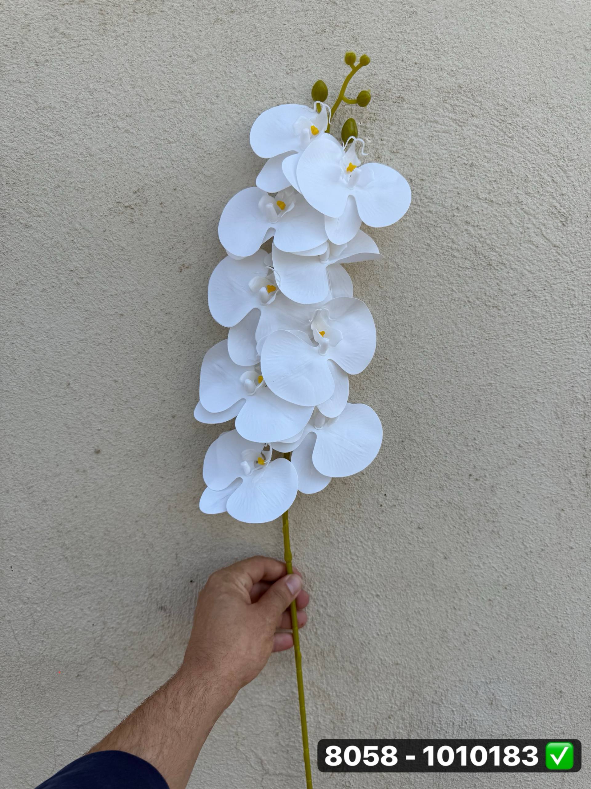 شاخه ارکیده 9گل لمسی سفید