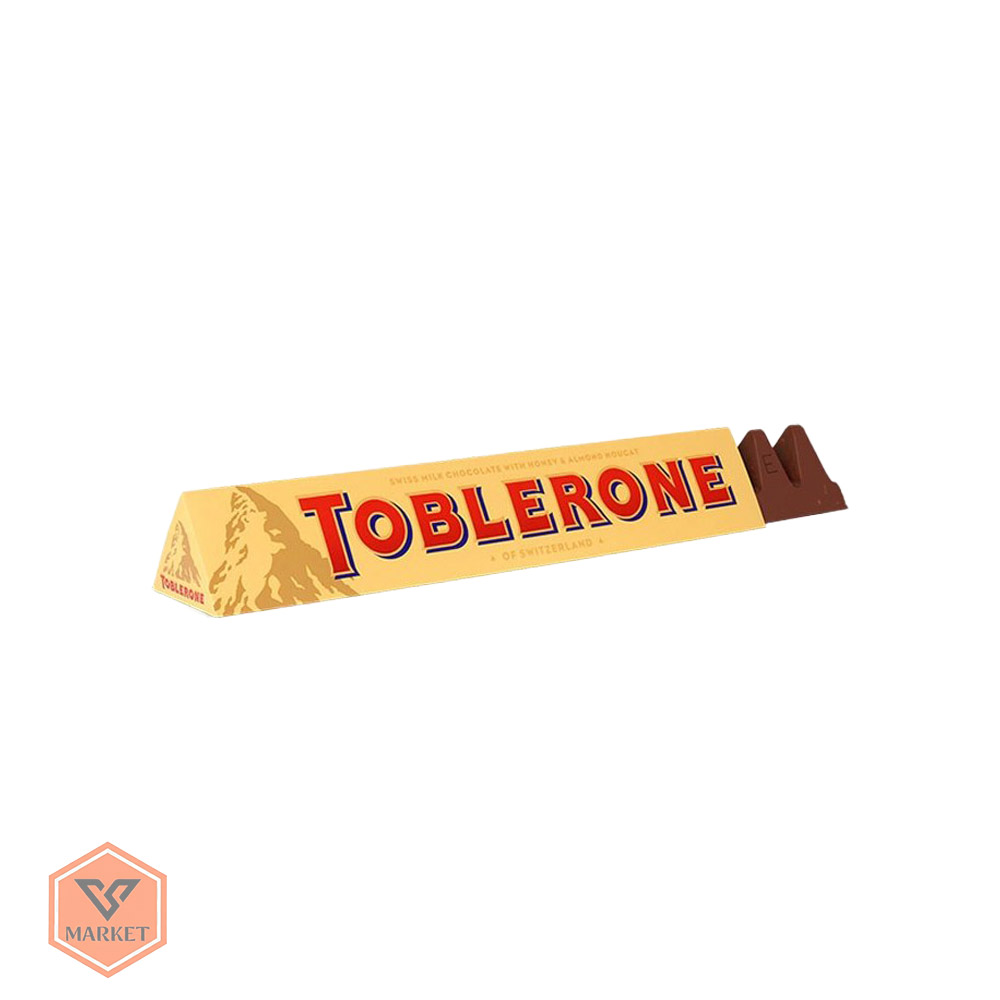 شکلات شیری تابلرون (Toblerone) با عسل و نوقای بادام - اورجینال سوئیس (طرح کلاسیک)
