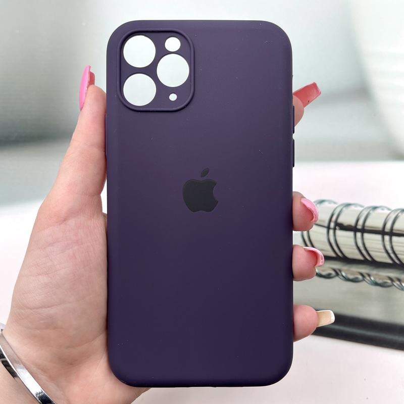 قاب گوشی iPhone 11 Pro آیفون سیلیکونی پاک کنی اورجینال داخل پارچه ای محافظ لنز دار رنگ بنفش تیره کد 298870