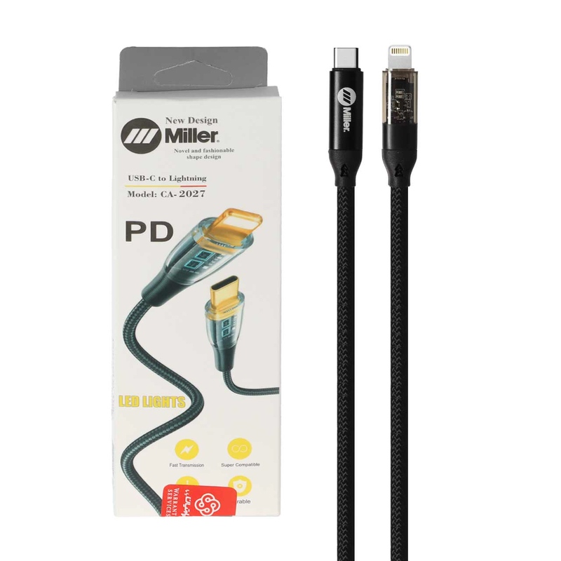 کابل شارژ PD و فست Type-C to Lightning برند Miller اورجینال مدل CA-2027 مشکی 100W کنفی کد 978949