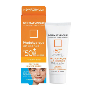 ضد آفتاب فلوئید درماتیپیک با Spf +50 مناسب پوست چرب و جوش دار حجم 40 میلی