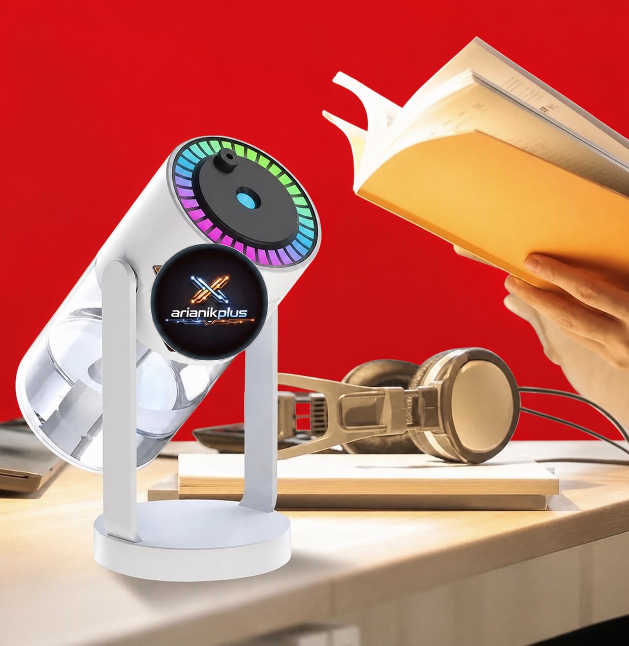 دستگاه بخور سرد رومیزی لیزردار280 میلی لیتر مدل XY-085 رطوبت ساز USB با نور LED و مخزن