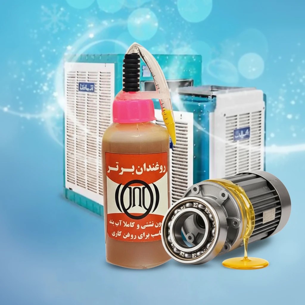 روغن کولر آبی با روغندان 80 سی سی شلنگ دار مخصوص سرویس کولر با اشانتیون روغن ریش تراش