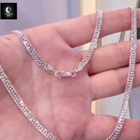 زنجیر نقره مردانه کارتیردوبل ایتالیایی عیار925 آبکاری طلا سفید