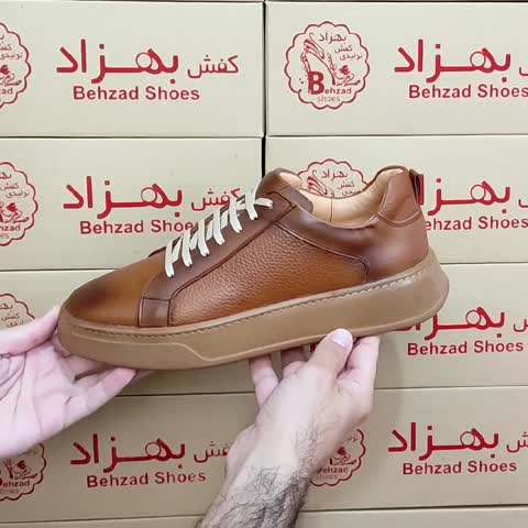 کفش تمام چرم طبیعی گاوی مردانه سایز 40 تا 45 رنگ عسلی کفی طبی دور دوخت زیره پیو لژ چهار سانتی آستر چرم میشن رویه چرم